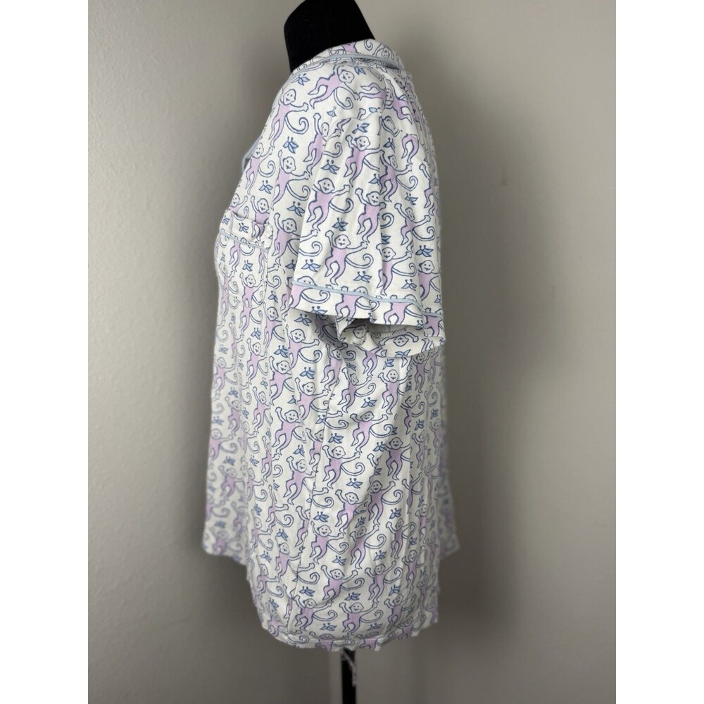 Roller Rabbit Pajama Top Womens Large Monkey Print Pima Cotton Button Front - Picture 6 of 9